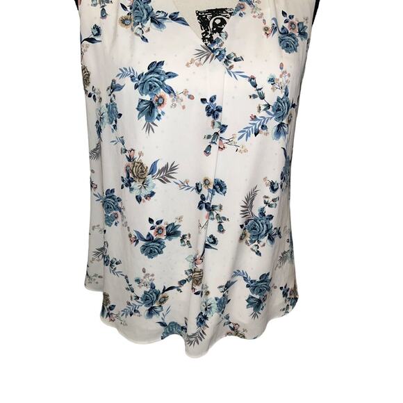 White House Black Market Size 4 Floral Chiffon Layered Sleeveless Blouse - Picture 3 of 9